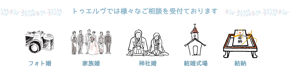 熊本の結婚式相談ブライダルカウンタートゥエルヴでは、様々なご相談を受け付けています